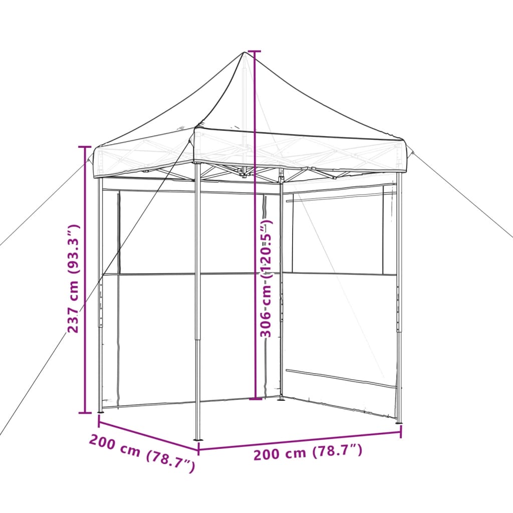 vidaXL Foldable Party Tent Pop-Up with 2 Sidewalls Burgundy