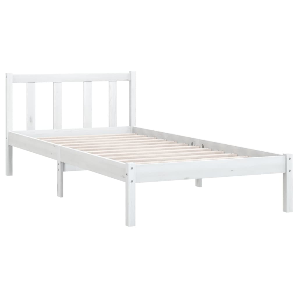 vidaXL Bed Frame without Mattress White Solid Wood 90x200 cm