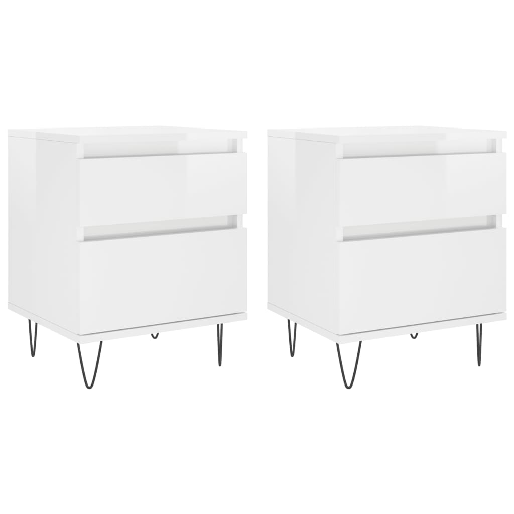 vidaXL Bedside Cabinets 2 pcs High Gloss White 40x35x50 cm Engineered Wood