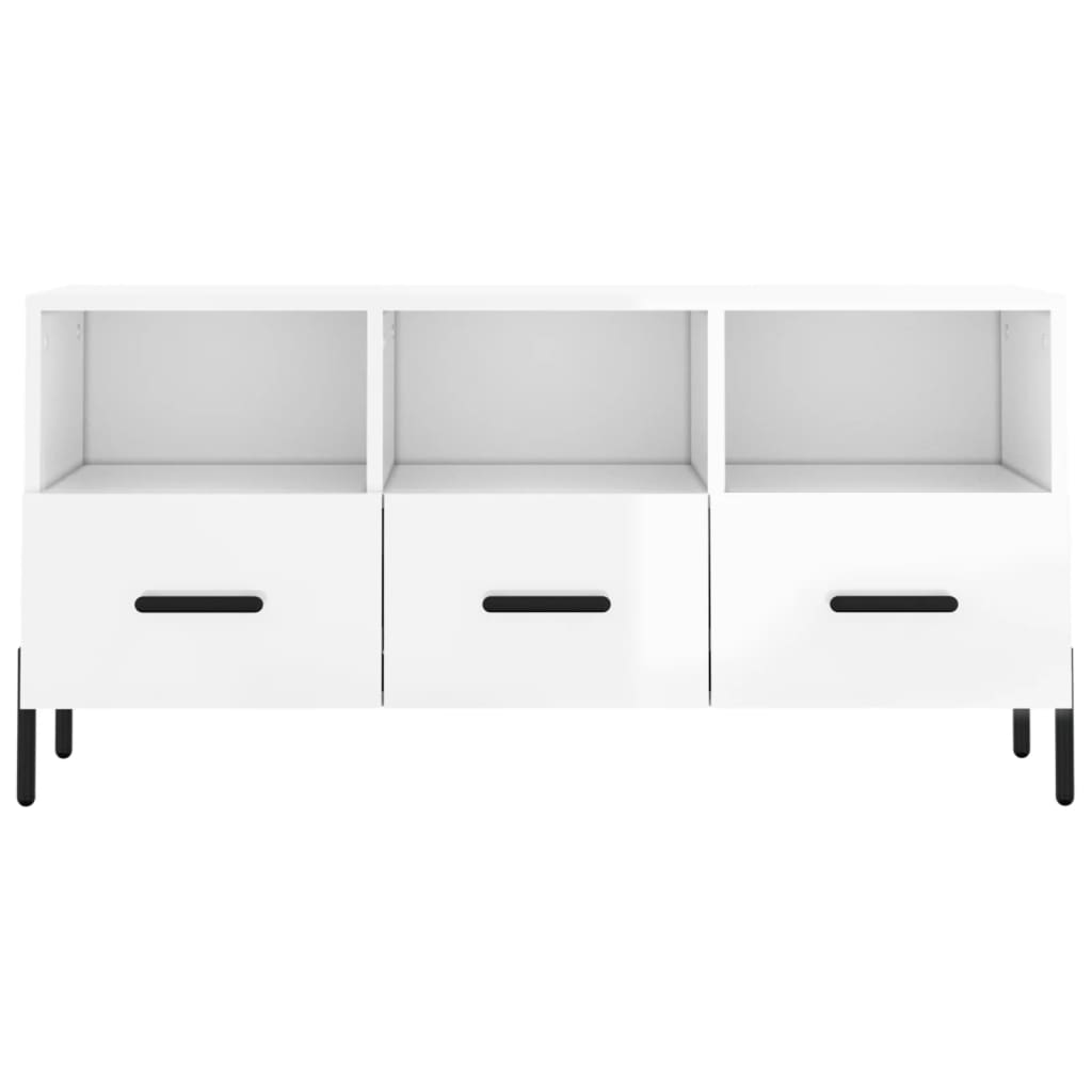 vidaXL TV Cabinet High Gloss White 102x36x50 cm Engineered Wood