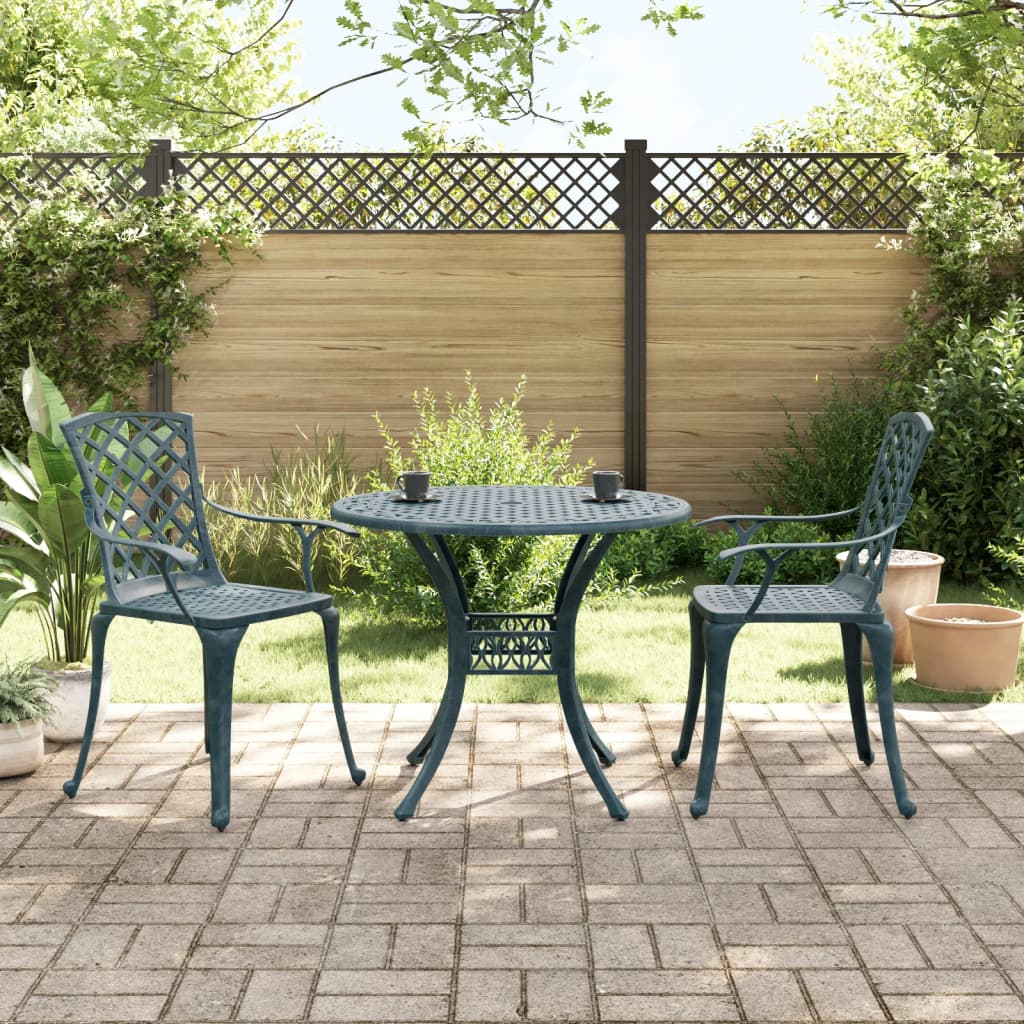 vidaXL 3 Piece Bistro Set Green Cast Aluminium