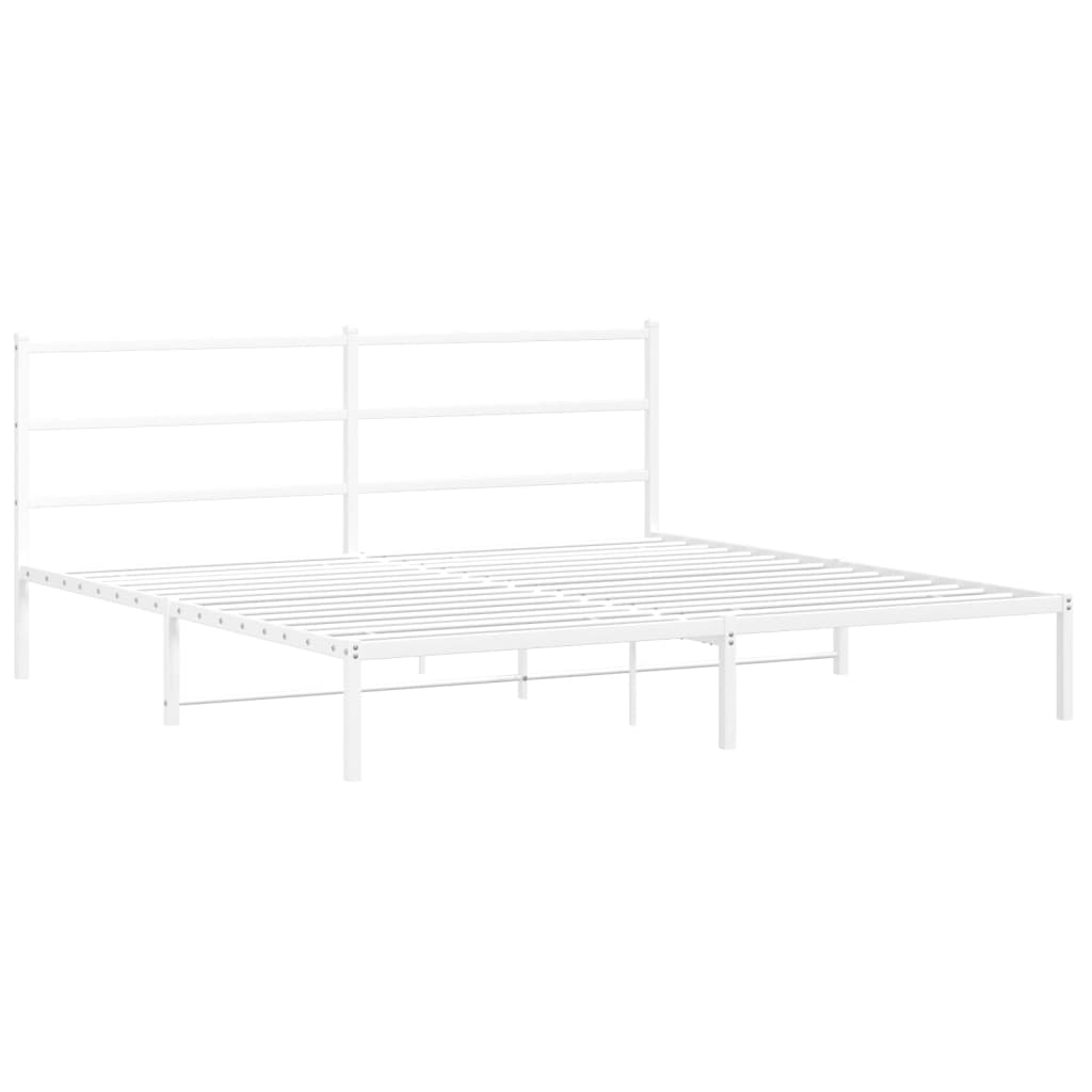 vidaXL Metal Bed Frame without Mattress with Headboard White 193x203 cm