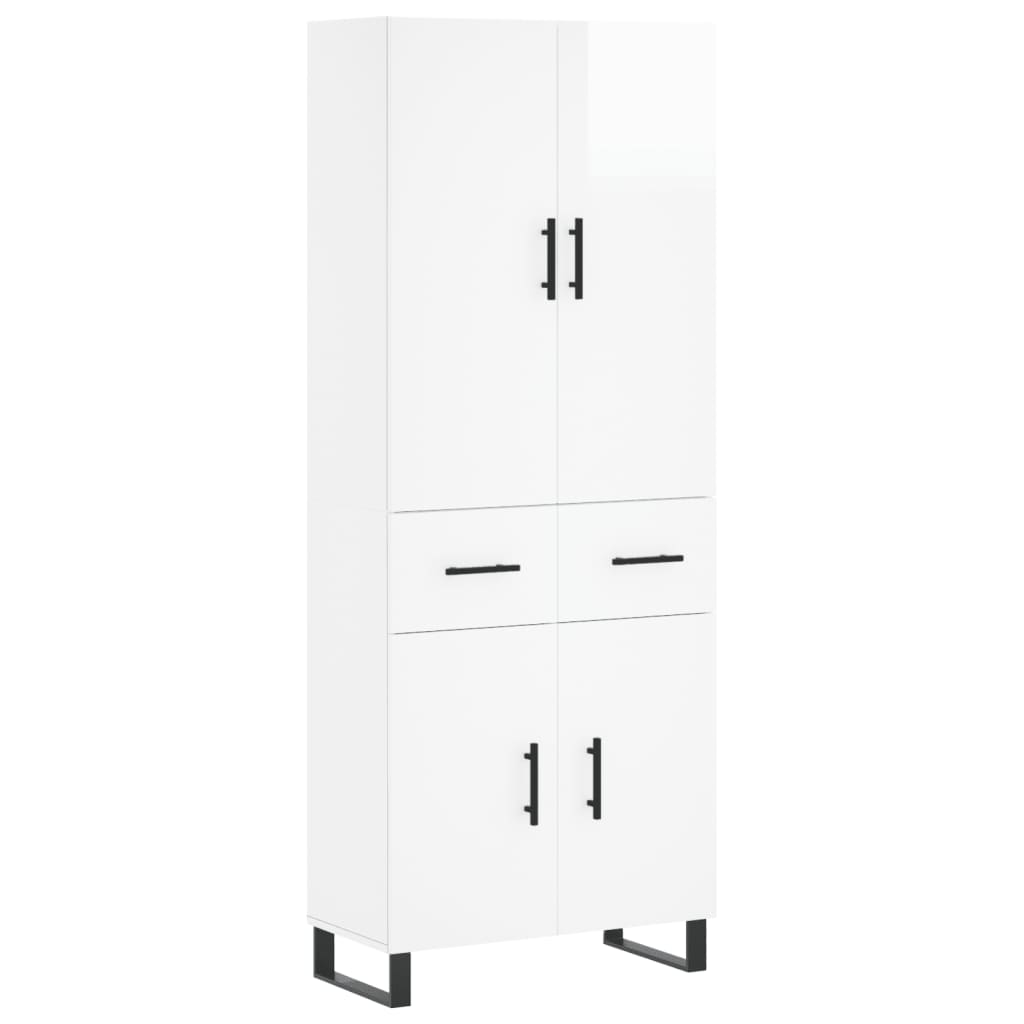 vidaXL Highboard High Gloss White 69.5x34x180 cm Engineered Wood