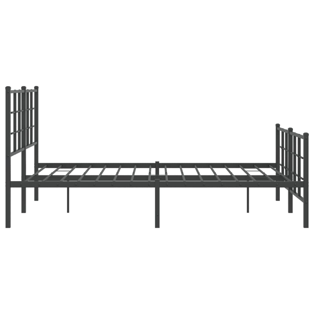 vidaXL Metal Bed Frame with Headboard and Footboard Black 140x190 cm