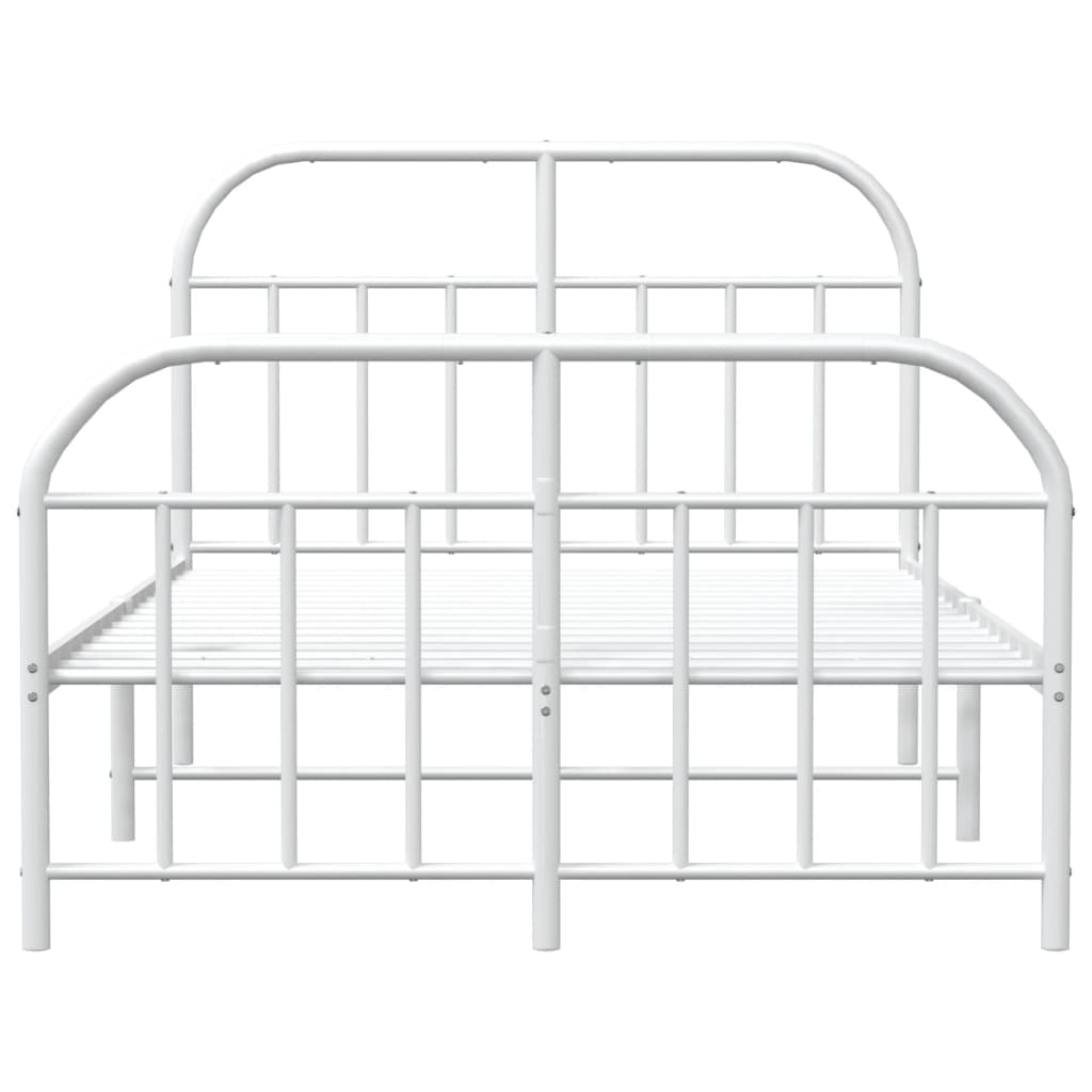 vidaXL Metal Bed Frame without Mattress with Footboard White 120x200 cm