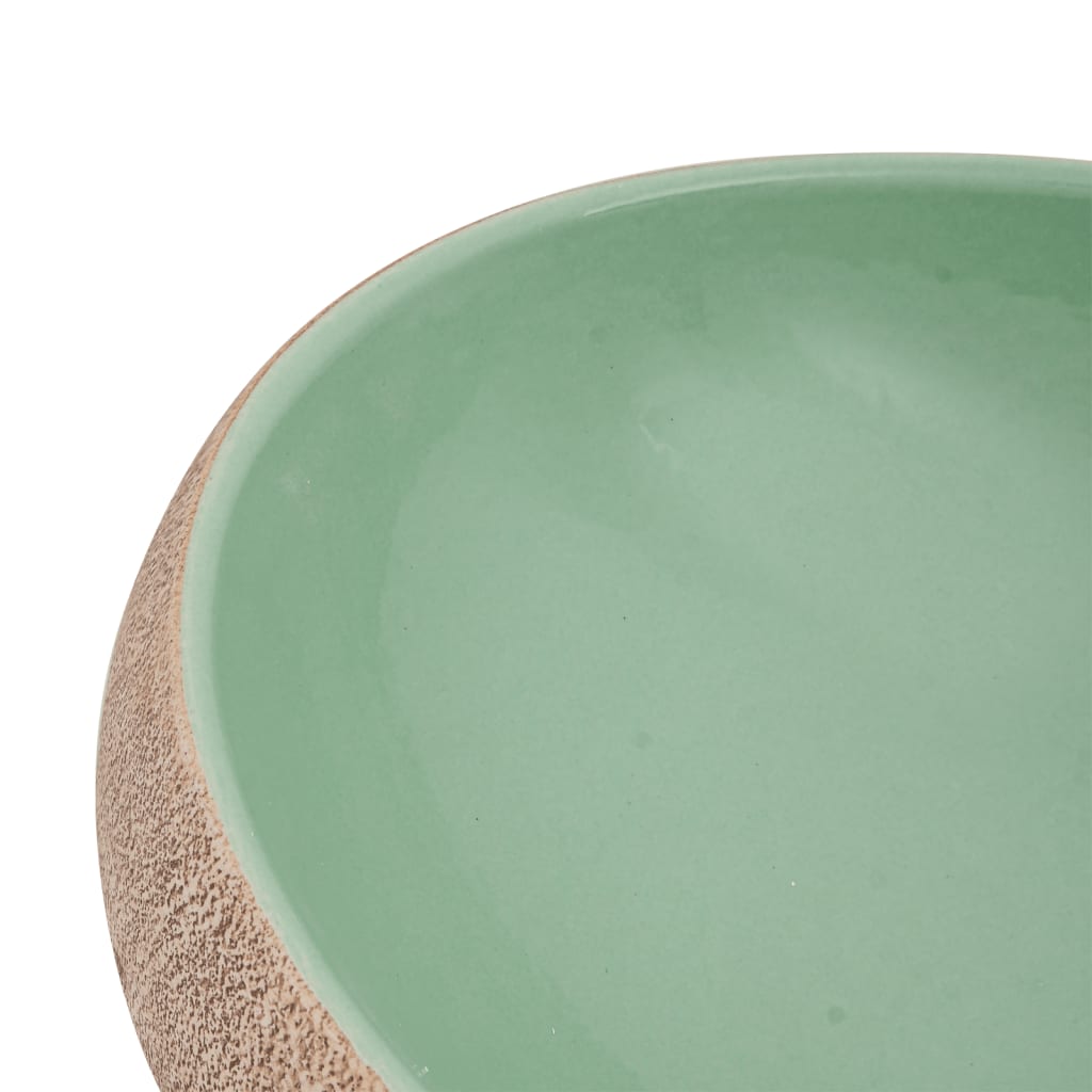 vidaXL Countertop Basin Green and Brown Oval 59x40x15 cm Ceramic