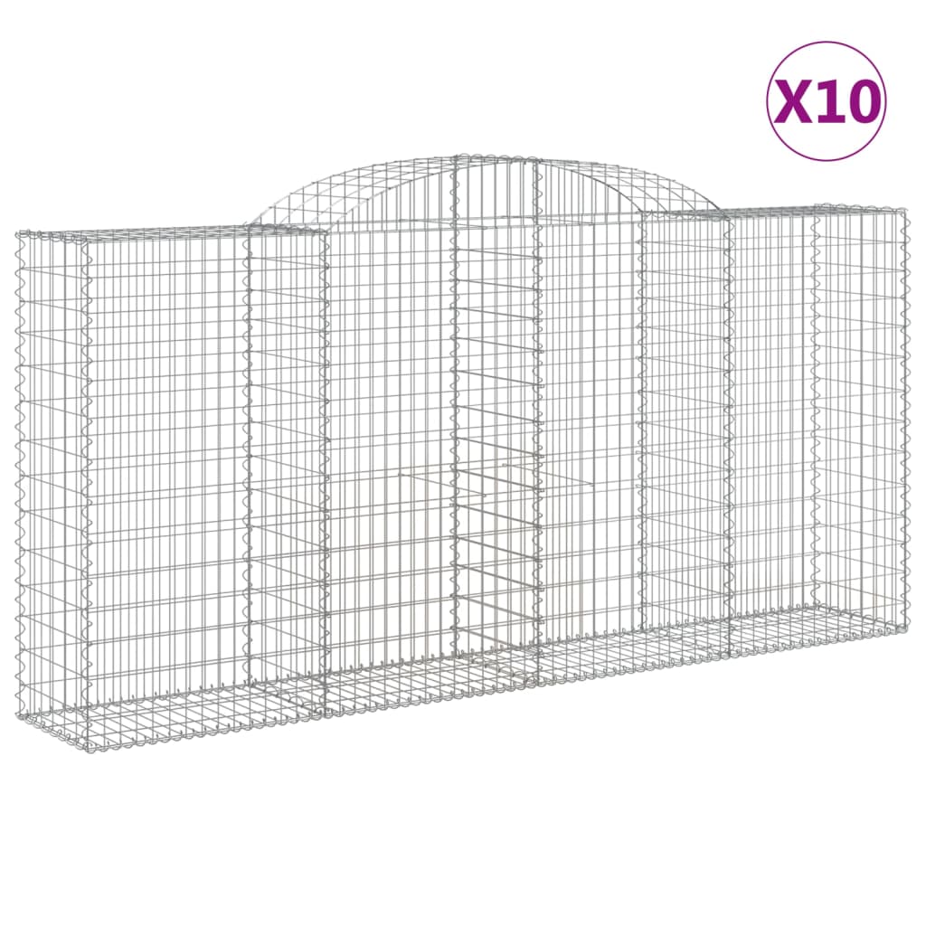 vidaXL Arched Gabion Baskets 10 pcs 300x50x140/160 cm Galvanised Iron