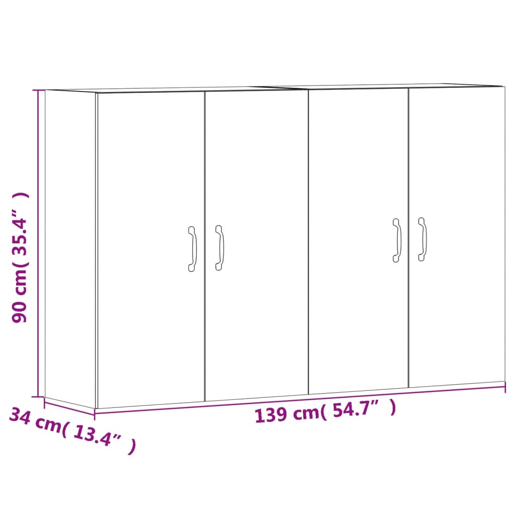 vidaXL Wall Mounted Cabinets 2 pcs Smoked Oak Engineered Wood