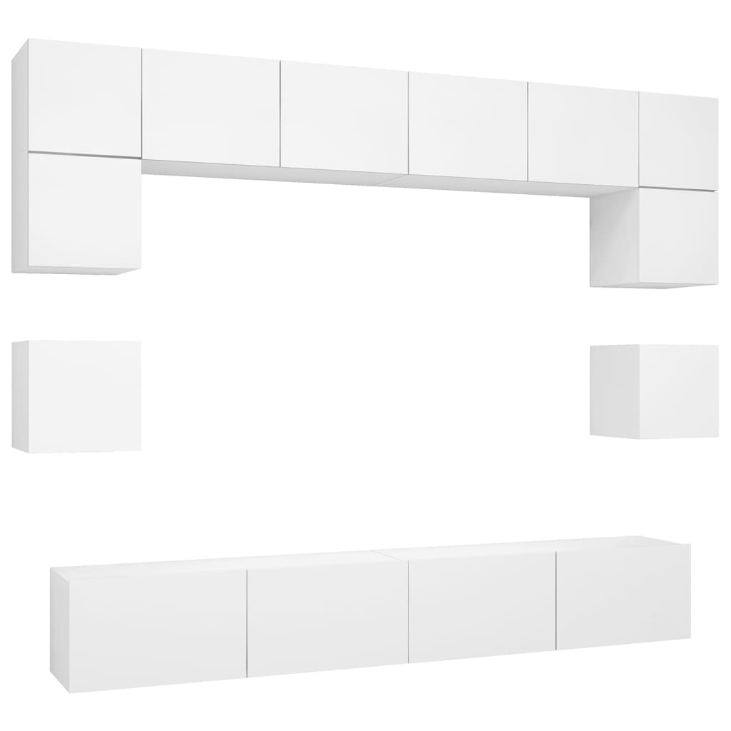 vidaXL 8 Piece TV Cabinet Set White Engineered Wood