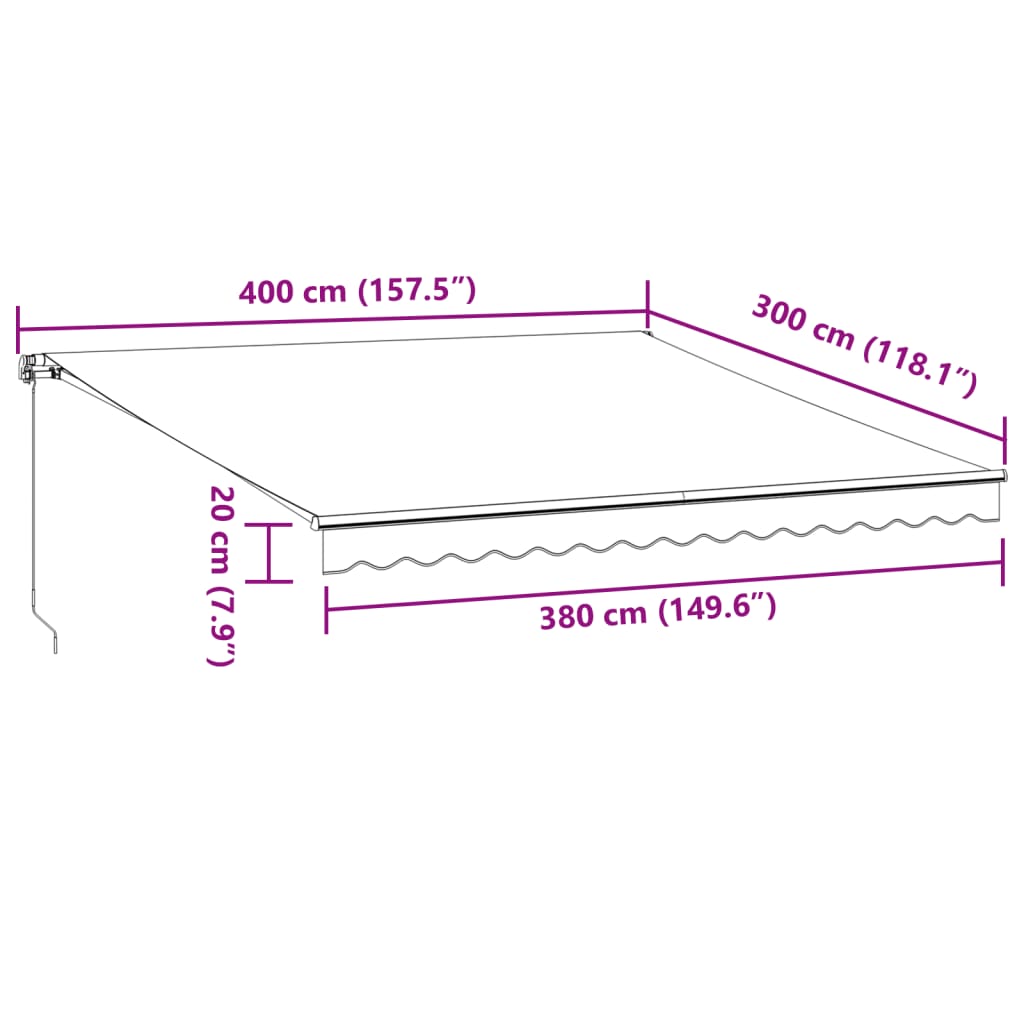 vidaXL Automatic Retractable Awning Burgundy 400x300 cm