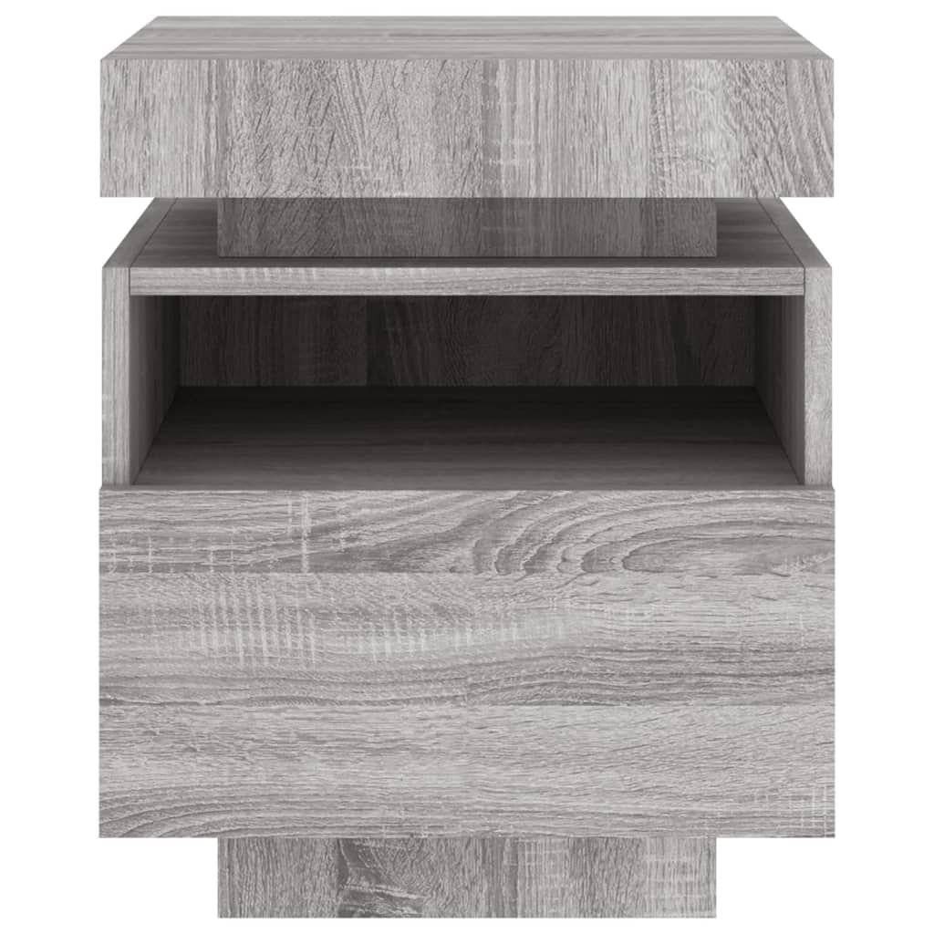 vidaXL Bedside Cabinet with LED Lights Grey Sonoma 40x39x48.5 cm