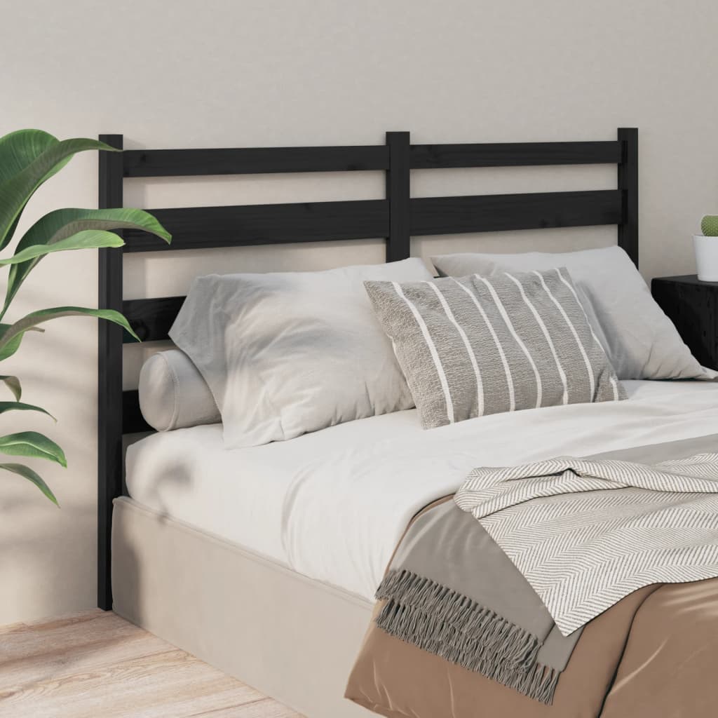 vidaXL Bed Headboard Black 166x4x100 cm Solid Wood Pine