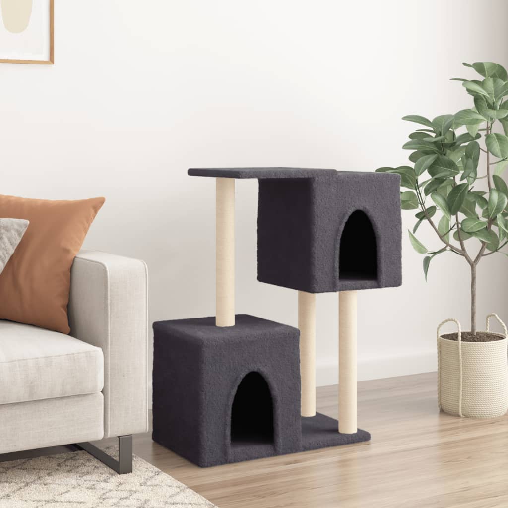 vidaXL Cat Tree with Sisal Scratching Posts Dark Grey 86 cm