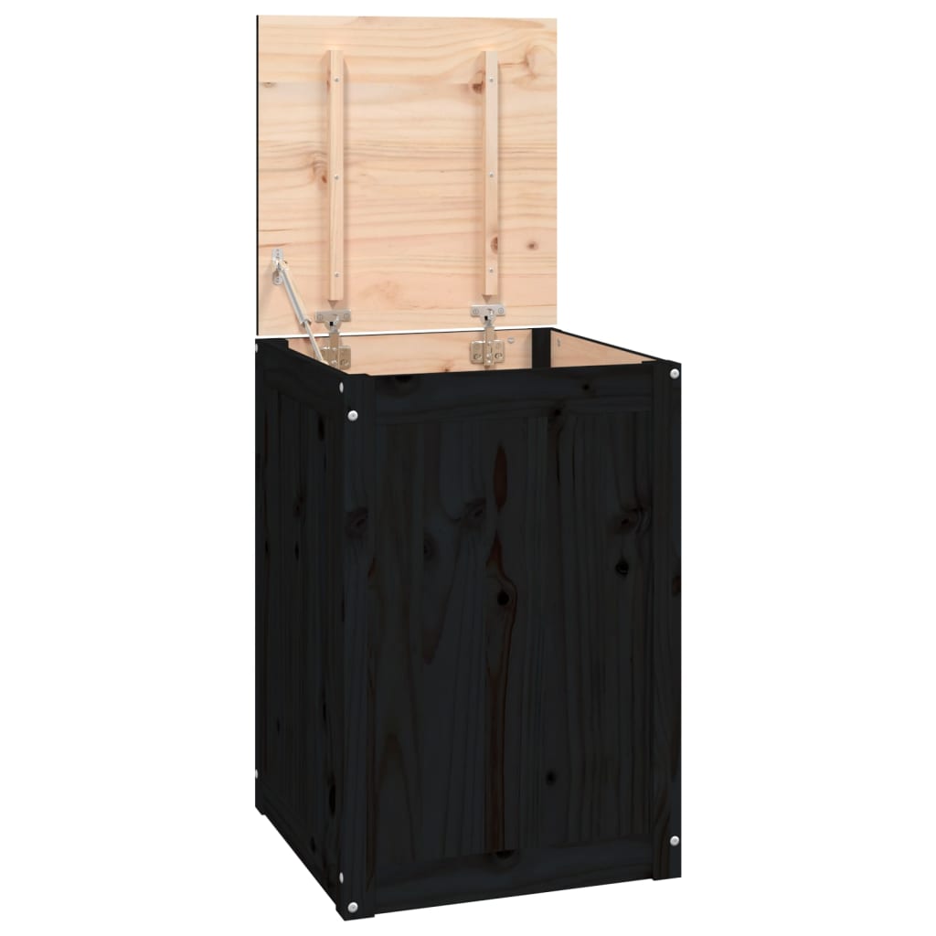 vidaXL Laundry Box Black 44x44x66 cm Solid Wood Pine