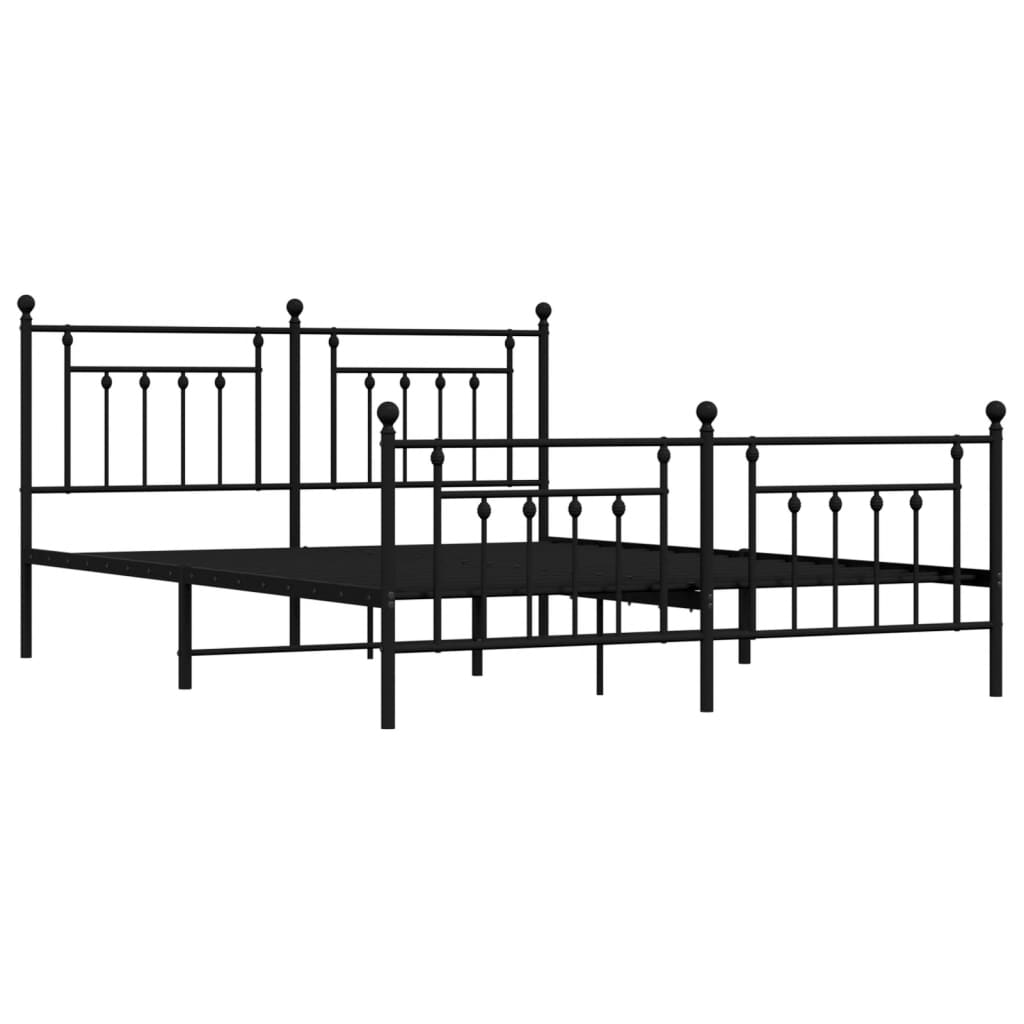 vidaXL Metal Bed Frame without Mattress with Footboard Black 183x213 cm