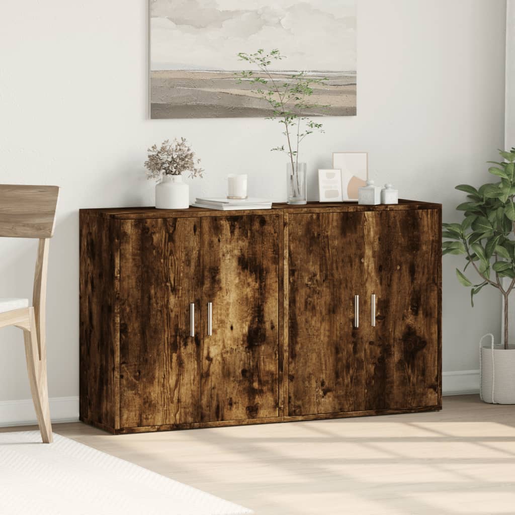 vidaXL Sideboards 2 pcs Smoked Oak 60x31x70 cm Engineered Wood