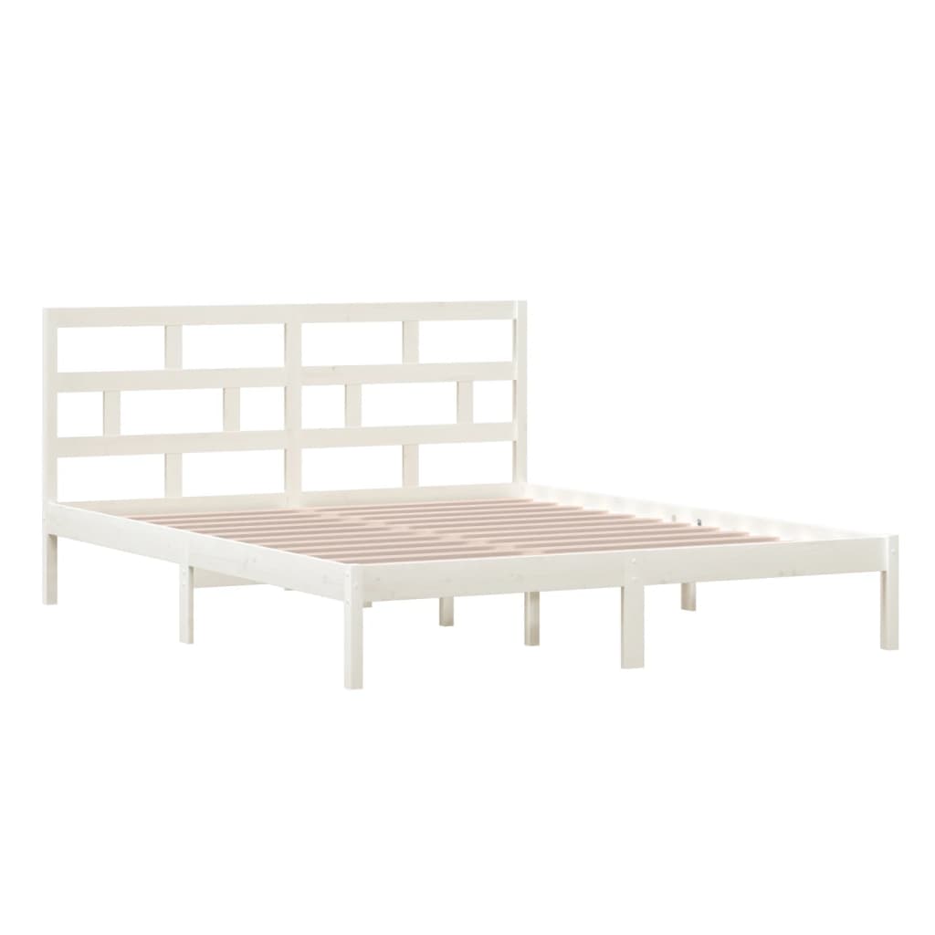 vidaXL Bed Frame without Mattress White Solid Wood 160x200 cm (810028+814205)