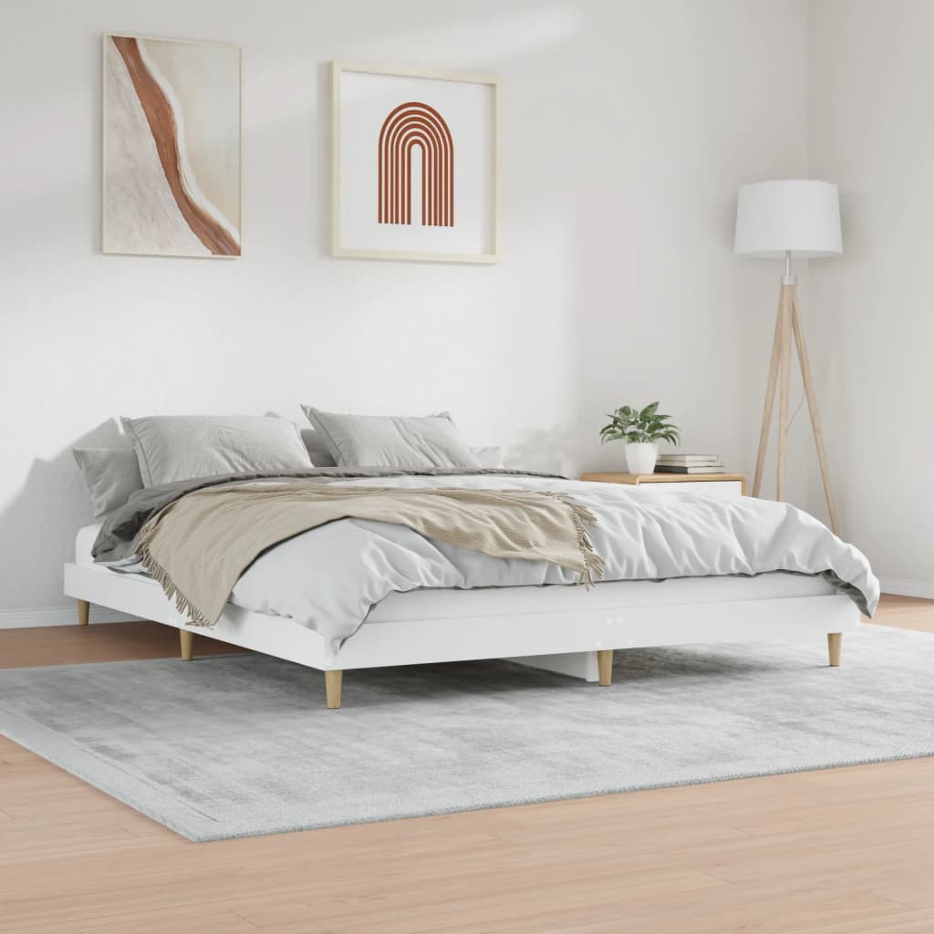 vidaXL Bed Frame without Mattress White 180x200 cm Super King Engineered Wood