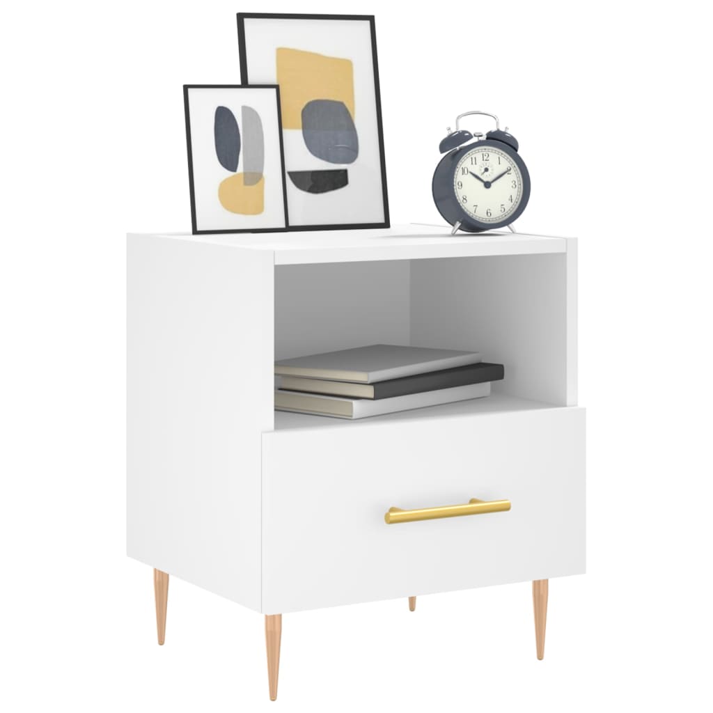 vidaXL Bedside Cabinet White 40x35x47.5 cm Engineered Wood