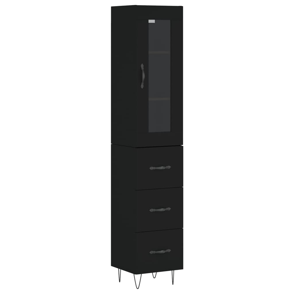 vidaXL Highboard Black 34.5x34x180 cm Engineered Wood