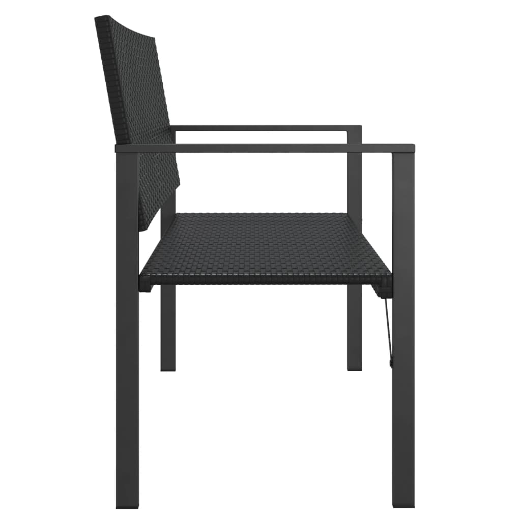 vidaXL 2-Seater Garden Bench Black Poly Rattan