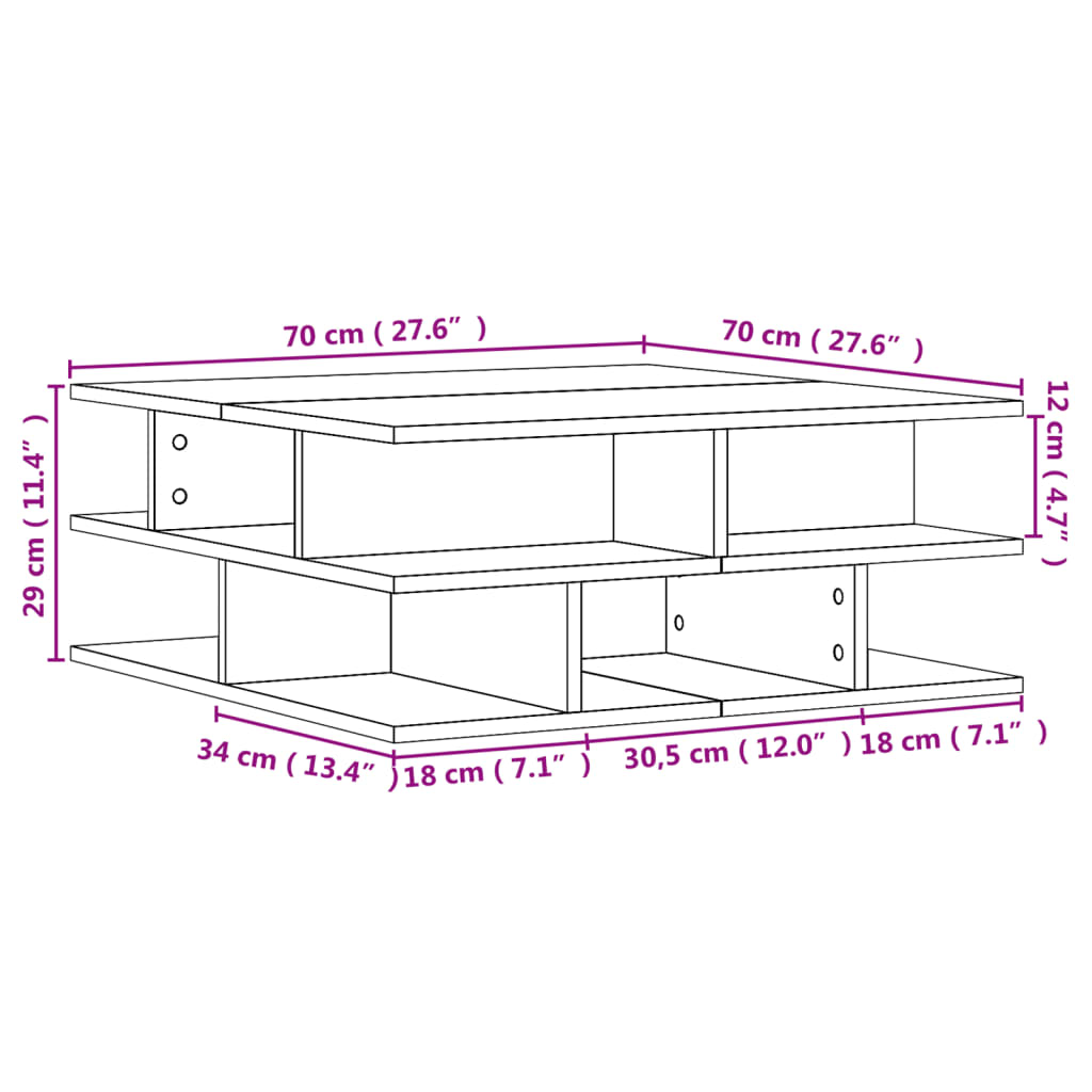 vidaXL Coffee Table Black 70x70x29 cm Engineered Wood