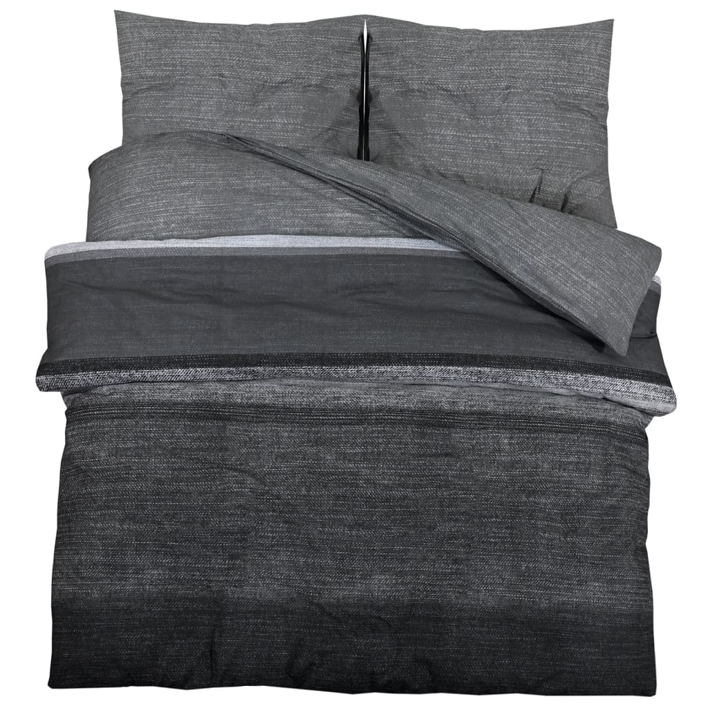 vidaXL Duvet Cover Set Dark Grey 140x200 cm Cotton