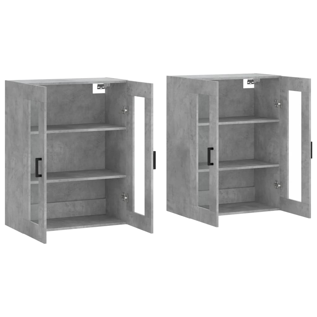 vidaXL Wall Mounted Cabinets 2 pcs Concrete Grey Engineered Wood