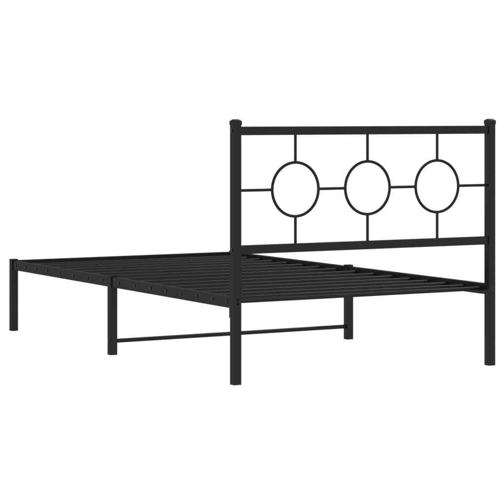 vidaXL Metal Bed Frame without Mattress with Headboard Black 107x203 cm