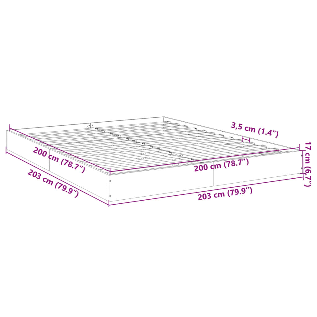 vidaXL Bed Frame without Mattress Smoked Oak 200x200 cm Engineered Wood