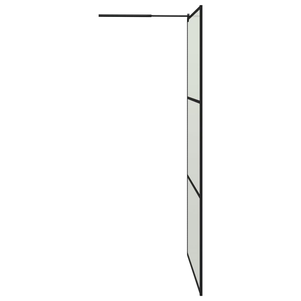 vidaXL Walk-in Shower Wall with Shelf Black 115x195 cm ESG Glass&Aluminium