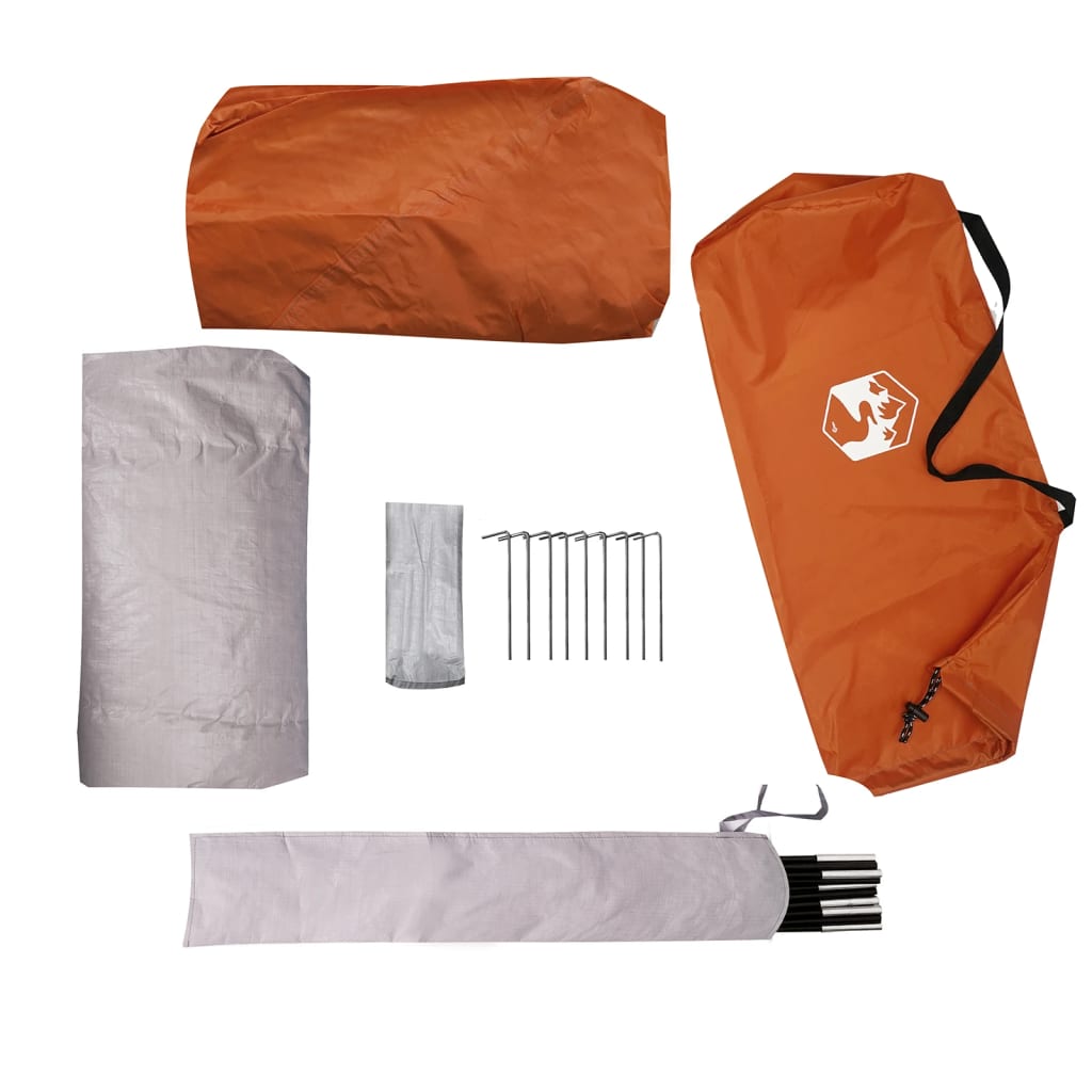 vidaXL Camping Tent Dome 2-Person Grey and Orange Waterproof