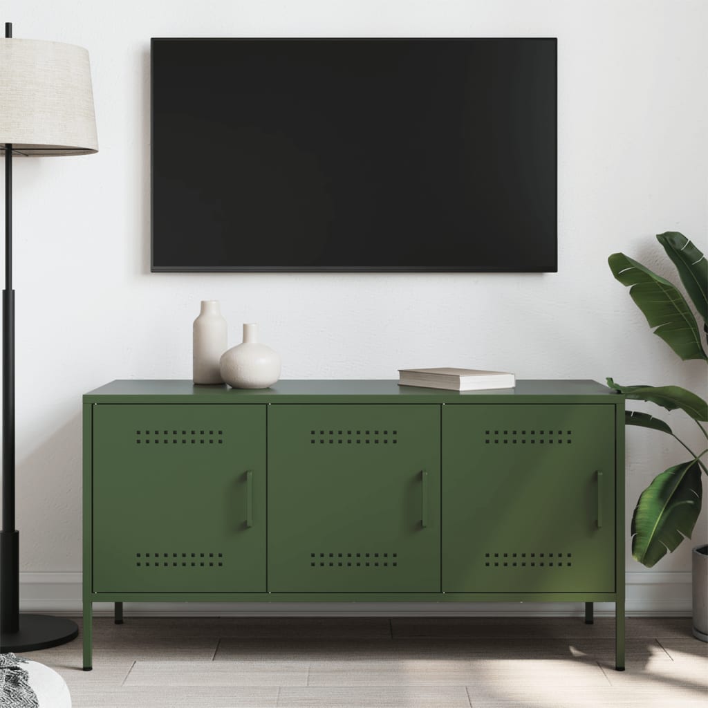 vidaXL TV Cabinet Olive Green 100.5x39x50.5 cm Steel