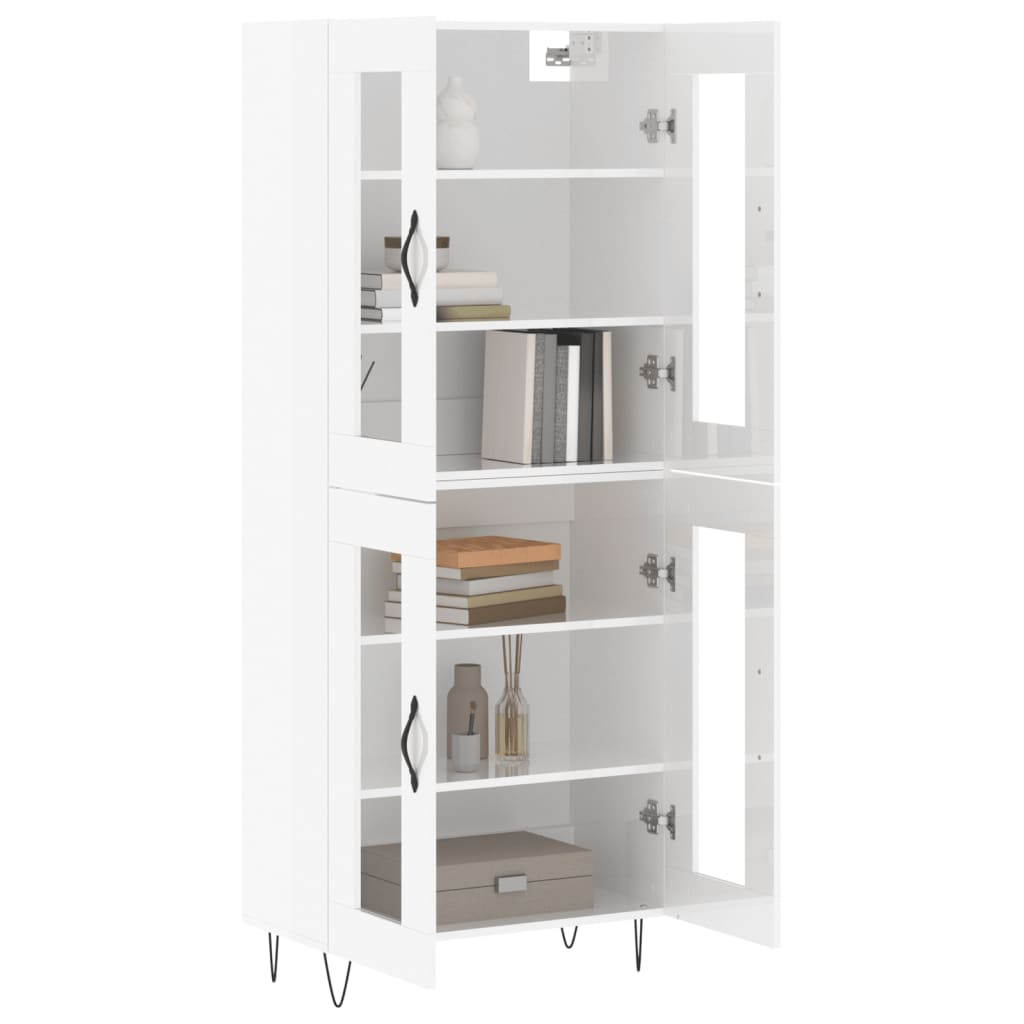 vidaXL Highboard High Gloss White 69.5x34x180 cm Engineered Wood