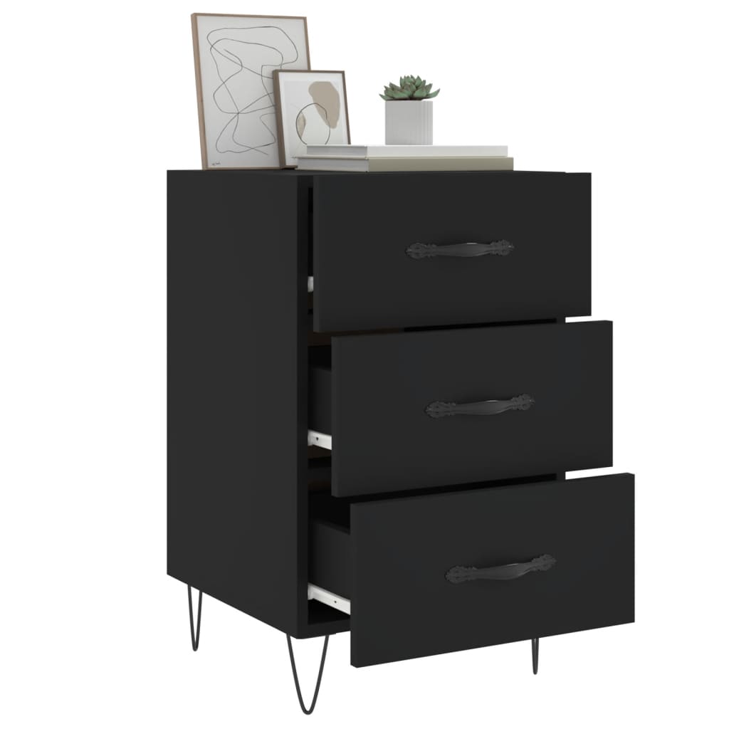 vidaXL Bedside Cabinet Black 40x40x66 cm Engineered Wood