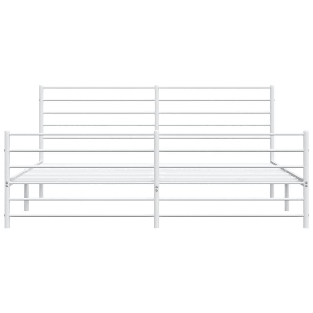 vidaXL Metal Bed Frame without Mattress with Footboard White 200x200 cm