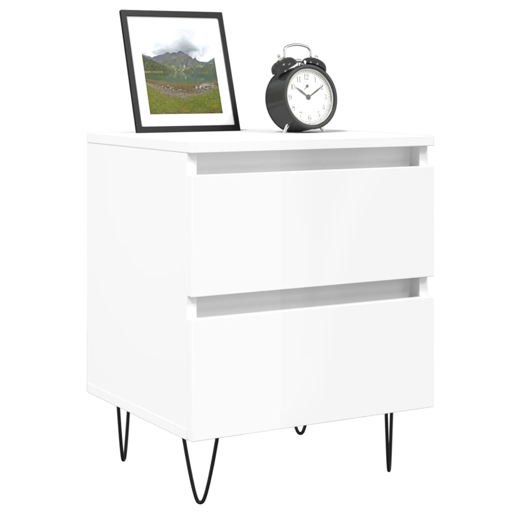 vidaXL Bedside Cabinet High Gloss White 40x35x50 cm Engineered Wood