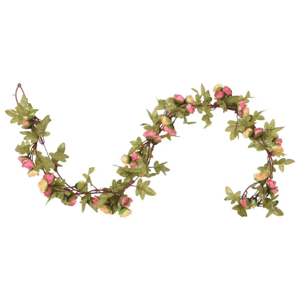 vidaXL Christmas Flower Garlands 6 pcs Pink 215 cm