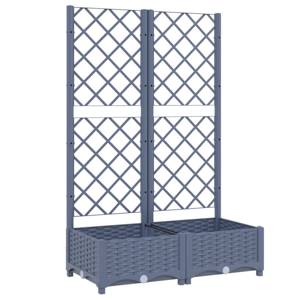 vidaXL Garden Planter with Trellis Dark Grey 80x40x121.5 cm PP