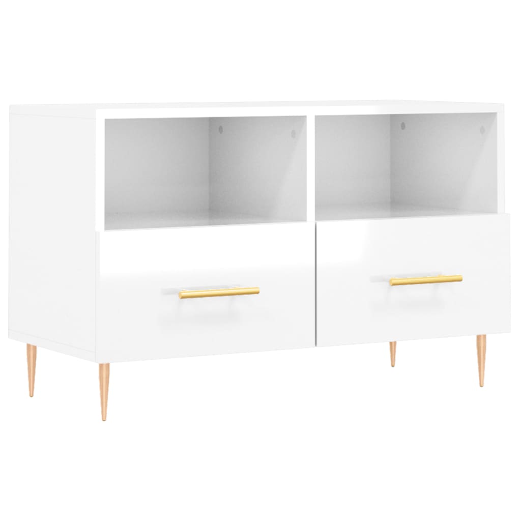 vidaXL TV Cabinet High Gloss White 80x36x50 cm Engineered Wood