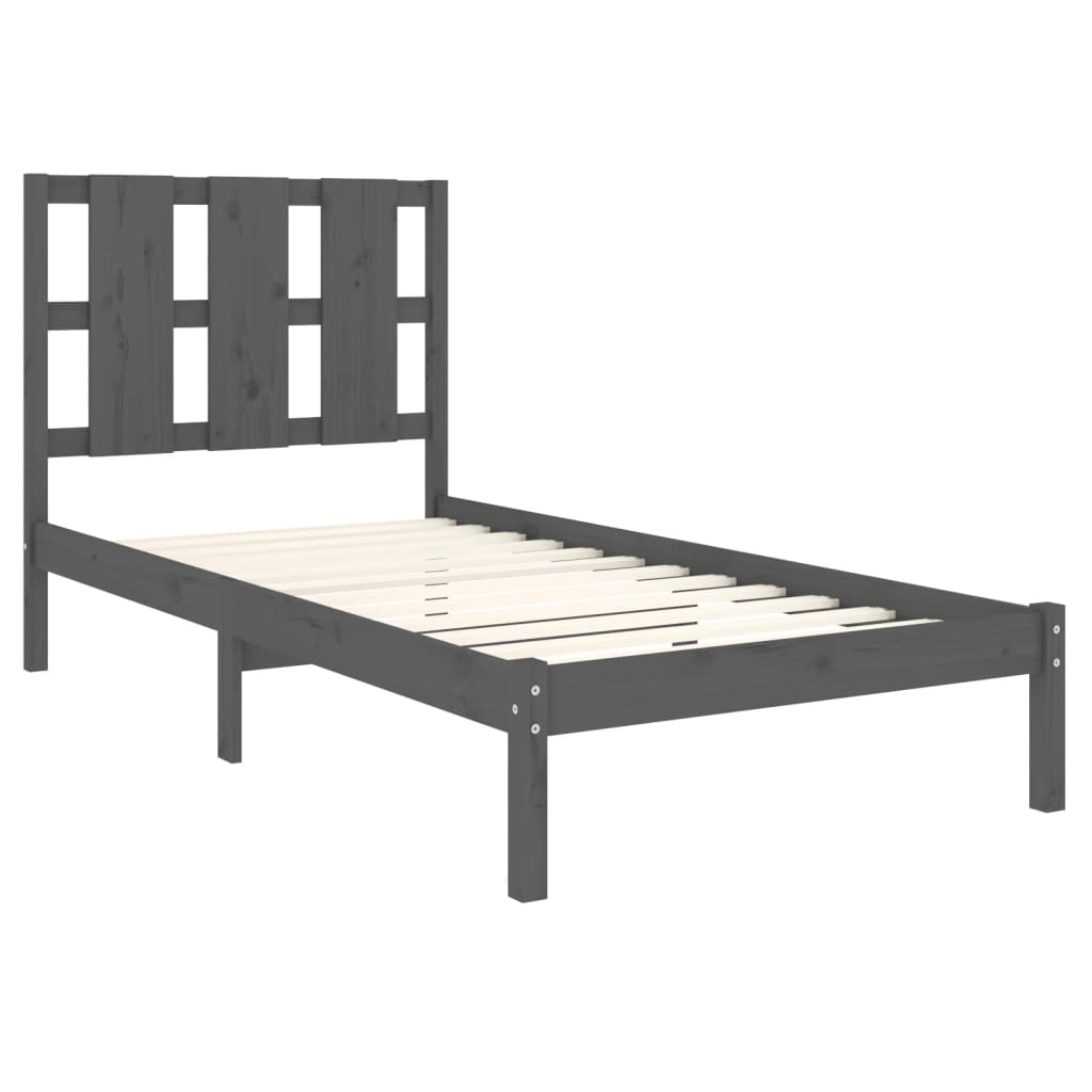 vidaXL Bed Frame without Mattress Grey 90x200 cm Solid Wood Pine