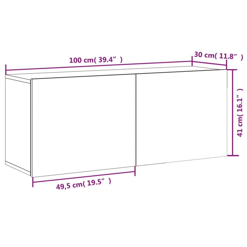 vidaXL TV Cabinet Wall-mounted Sonoma Oak 100x30x41 cm