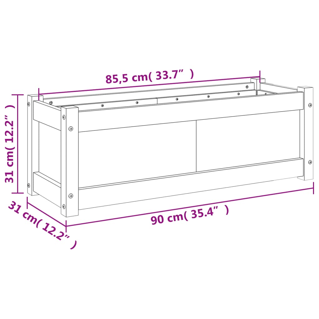 vidaXL Garden Planter Wax Brown 90x31x31 cm Solid Wood Pine