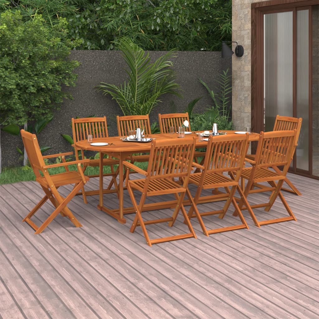 vidaXL 9 Piece Garden Dining Set 220x90x75 cm Solid Wood Acacia