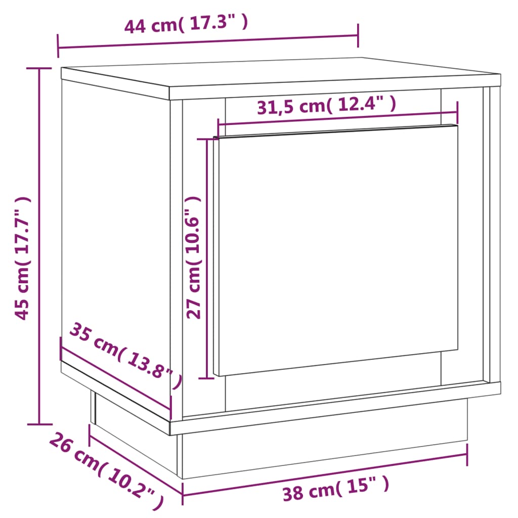 vidaXL Bedside Cabinet White 44x35x45 cm Engineered Wood