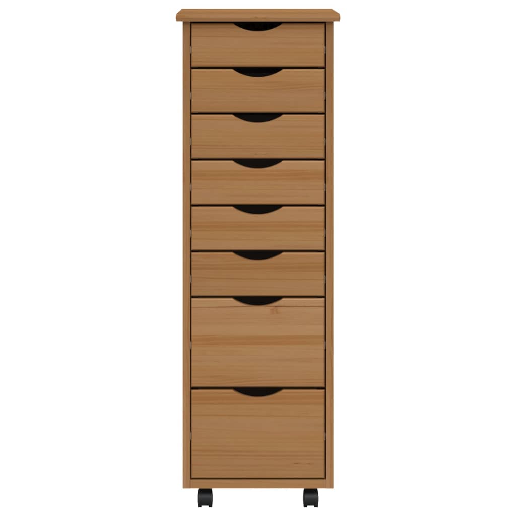 vidaXL Rolling Cabinet with Drawers MOSS Honey Brown Solid Wood Pine