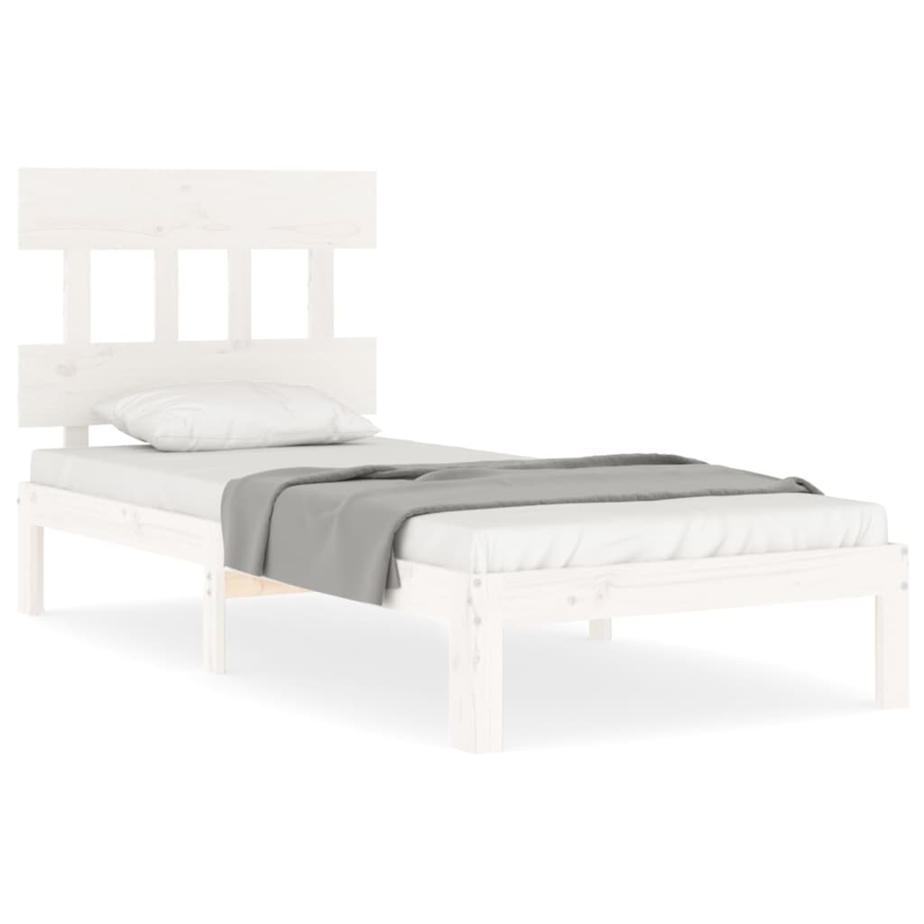 vidaXL Bed Frame without Mattress White Single Solid Wood Pine