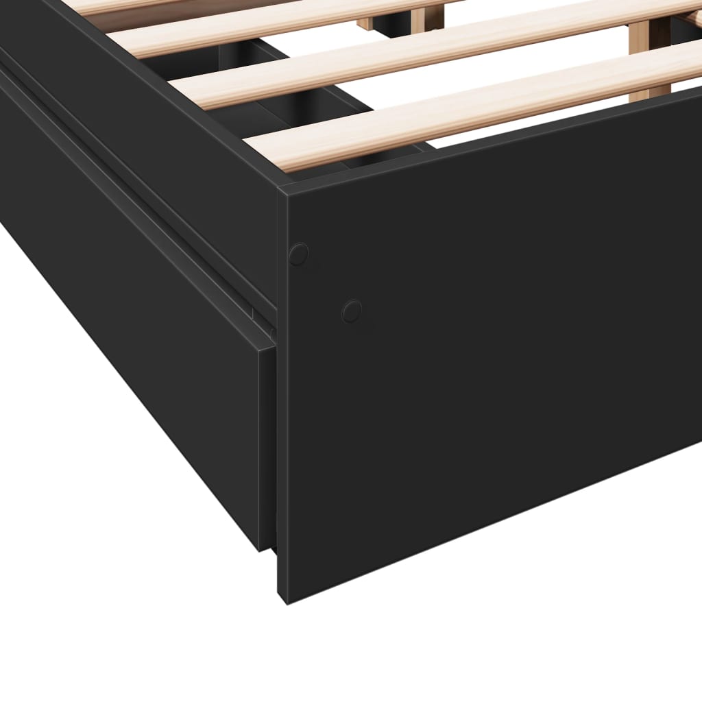 vidaXL Bed Frame with Drawers without Mattress Black 135x190 cm Double