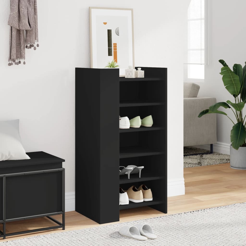 vidaXL Shoe Cabinet Black 52x37.5x100 cm Engineered Wood