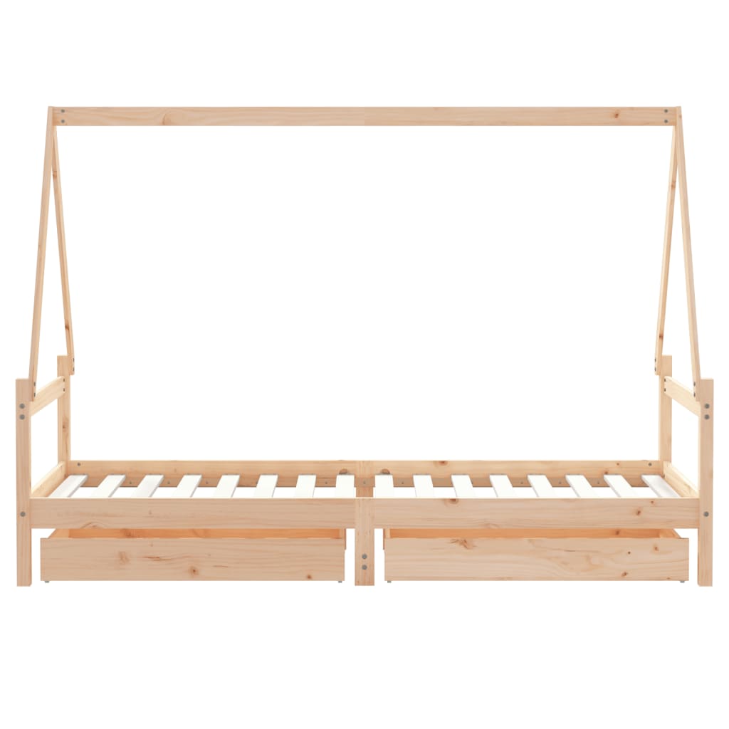 vidaXL Kids Bed Frame with Drawers 80x200 cm Solid Wood Pine